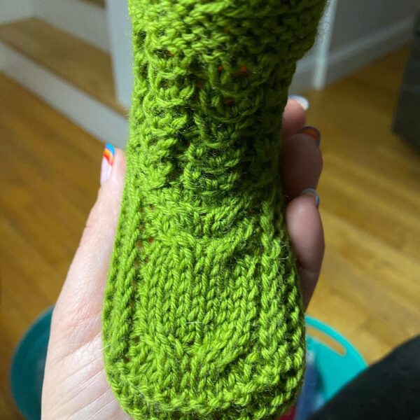 knitted baby socks green